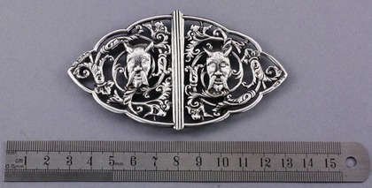 Antique Silver Belt Buckle - Devil's Head